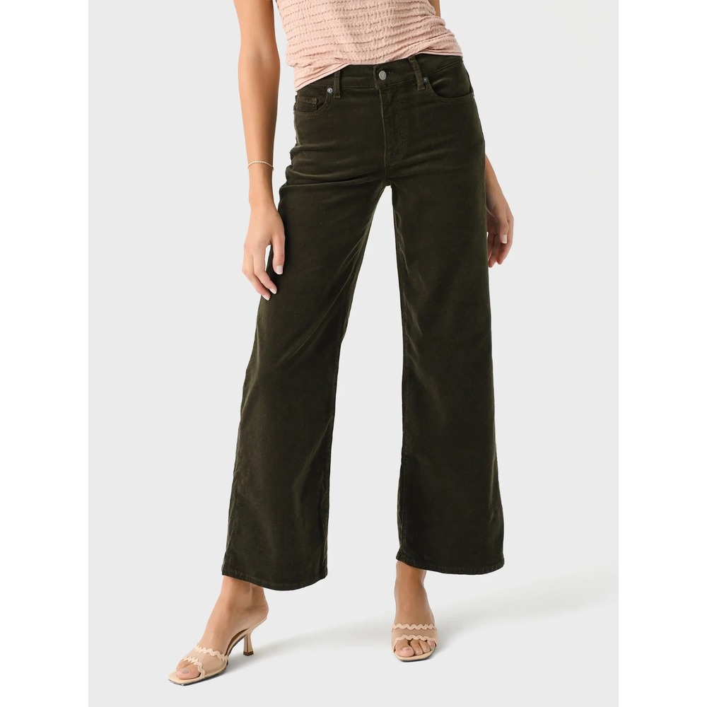 Frame Le Slim Palazzo Pant in Rich Military Green Corduroy Size 28